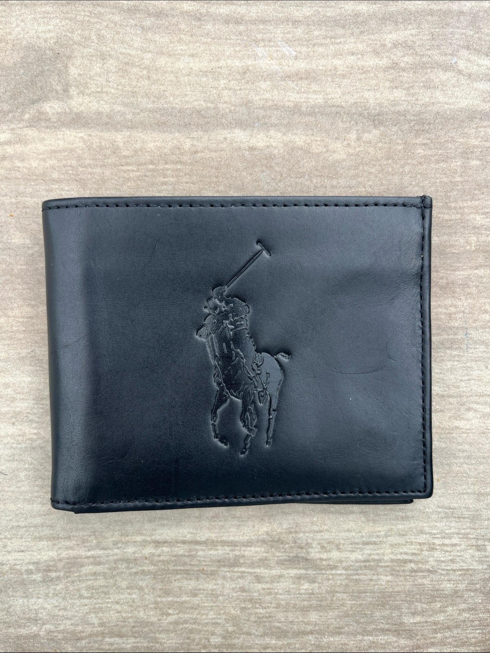 Polo by Ralph Lauren Black Embossed Polo Player Leather Wallet